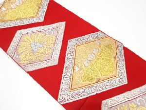 アンティーク　菱に桐・花唐草模様織り出し袋帯（着用可）